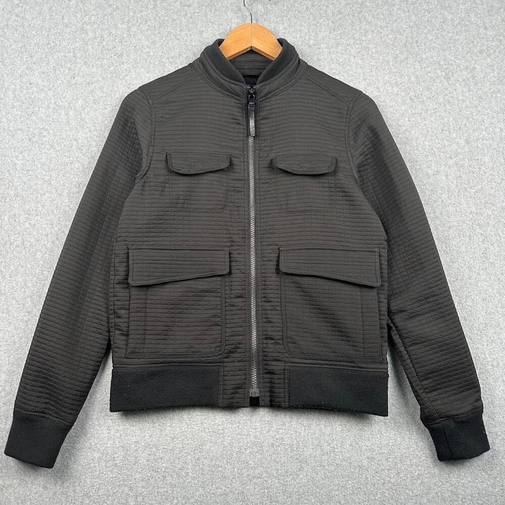 Prana Minx Bomber Jacket Black Zip Up Ribbed Women's XS Biker Tactical